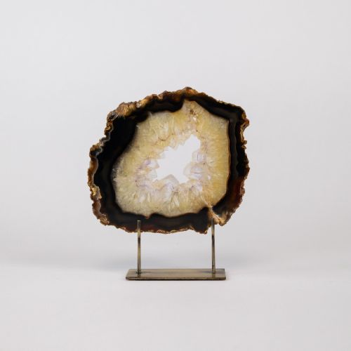 Small Brown Agate On Antique Brass Stand (T8306)