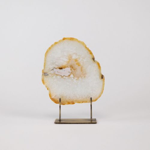 Small Brown Agate On Antique Brass Stand (T8307)