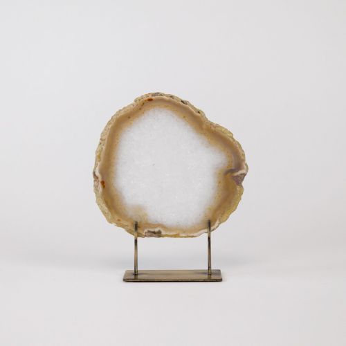 Small Brown Agate On Antique Brass Stand (T8308)