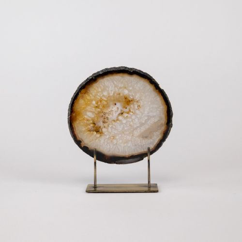 Small Brown Agate On Antique Brass Stand (T8313)