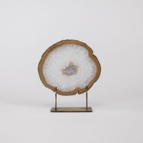 Small Brown Agate On Antique Brass Stand (T8314)