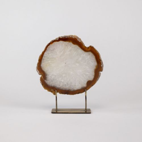 Small Brown Agate On Antique Brass Stand (T8319)