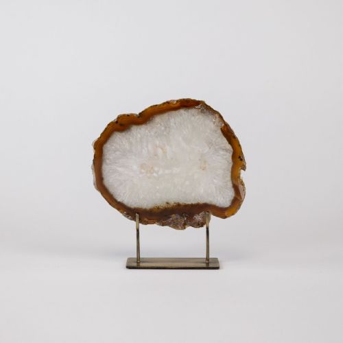 Small Brown Agate On Antique Brass Stand (T8320)
