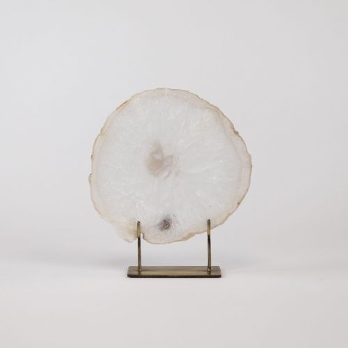 Small Grey Agate On Antique Brass Stand (T8322)