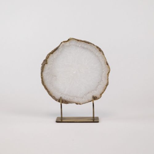 Small Grey Agate On Antique Brass Stand (T8323)