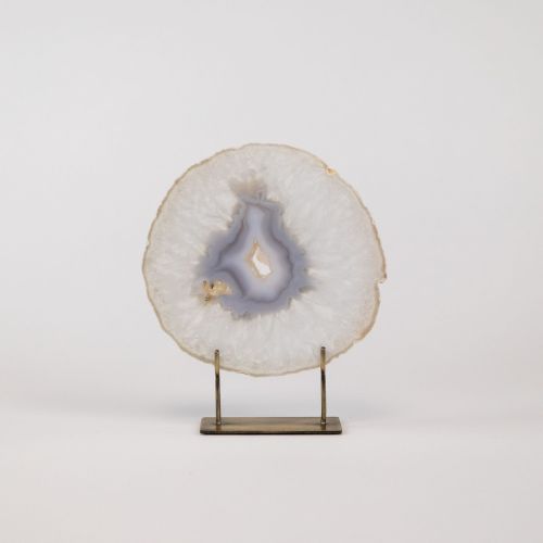 Small Grey Agate On Antique Brass Stand (T8324)