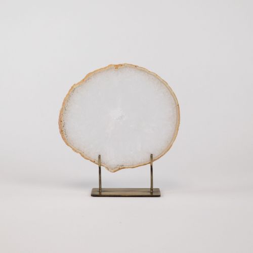 Small Grey Agate On Antique Brass Stand (T8325)