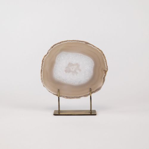 Small Grey Agate On Antique Brass Stand (T8331)