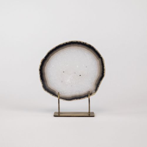 Small Grey Agate On Antique Brass Stand (T8336)