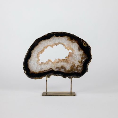 Medium Brown Agate On Antique Brass Stand (T8359)