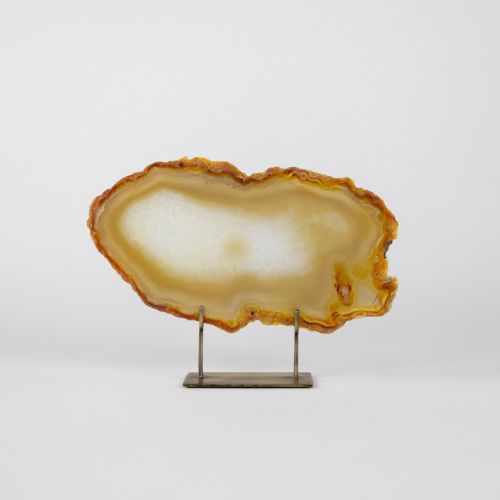 Medium Brown Agate On Antique Brass Stand (T8360)