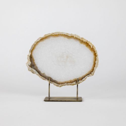 Medium Brown Agate On Antique Brass Stand (T8361)