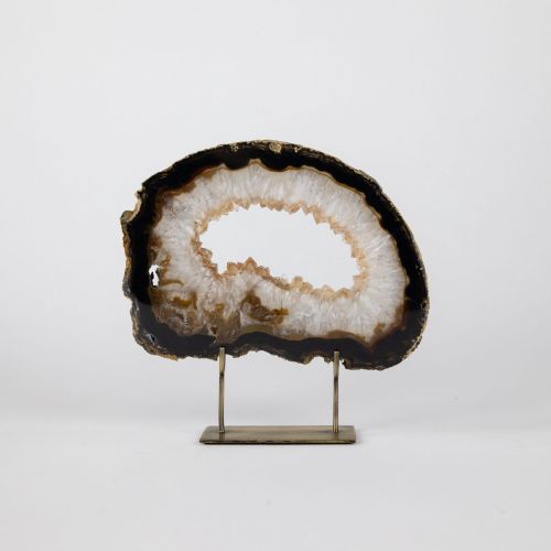 Medium Brown Agate On Antique Brass Stand (T8362)