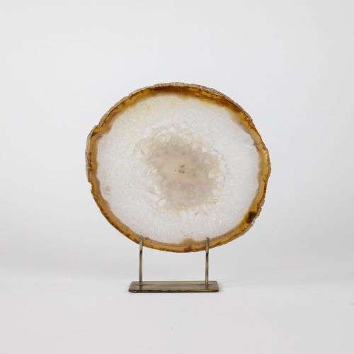 Medium Brown Agate On Antique Brass Stand (T8363)