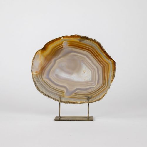 Medium Brown Agate On Antique Brass Stand (T8364)