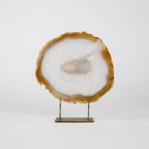 Medium Brown Agate On Antique Brass Stand (T8365)