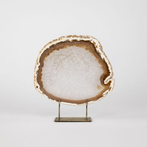 Medium Brown Agate On Antique Brass Stand (T8367)