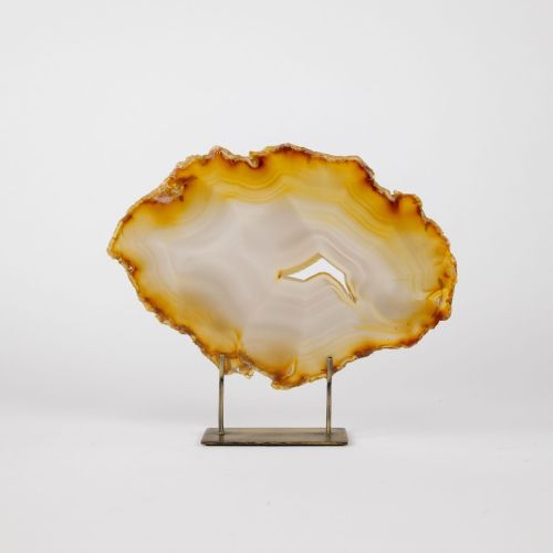 Medium Brown Agate On Antique Brass Stand (T8368)