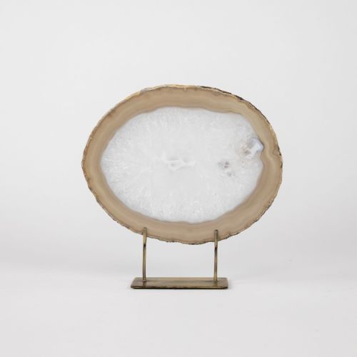 Medium Grey Agate On Antique Brass Stand (T8369)