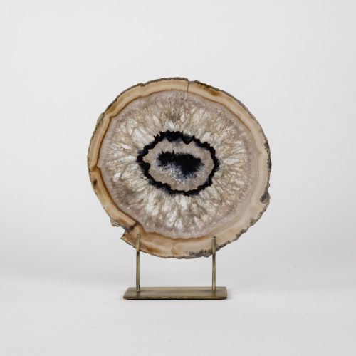 Medium Grey Agate On Antique Brass Stand (T8375)