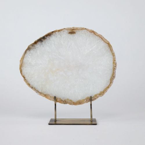 Large Grey Agate On Antique Brass Stand (T8386)