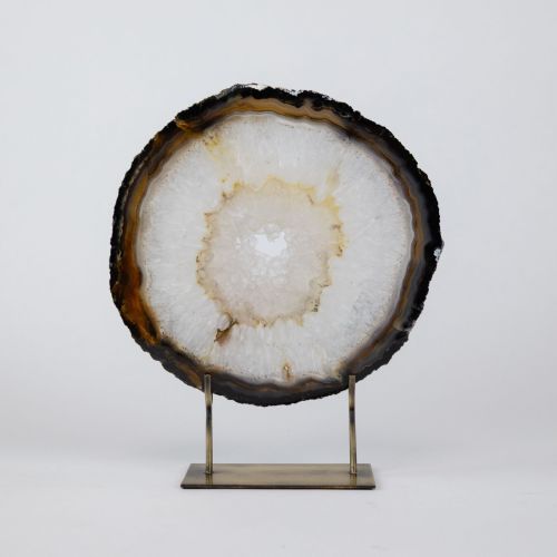 Large Brown Agate On Antique Brass Stand (T8391)