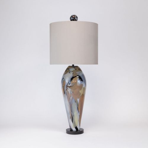 Single Unique Glass ‘Balloon’ Lamp On Brown Bronze Base (T8407)