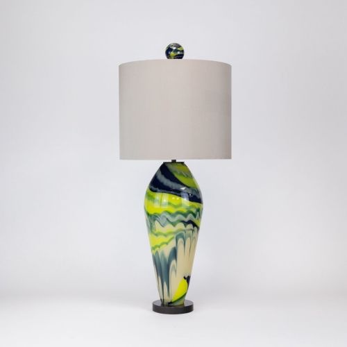 Single Unique Glass ‘Balloon’ Lamp On Brown Bronze Base (T8408)