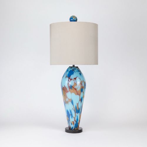 Single Unique Glass ‘Balloon’ Lamp On Brown Bronze Base (T8409)