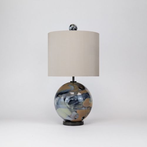 Single Unique Glass ‘Ball’ Lamp On Brown Bronze Base (T8414)