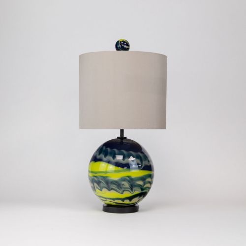 Single Unique Glass ‘Ball’ Lamp On Brown Bronze Base (T8415)