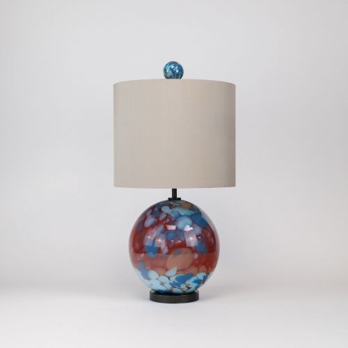 Single Unique Glass ‘Ball’ Lamp On Brown Bronze Base (T8416)