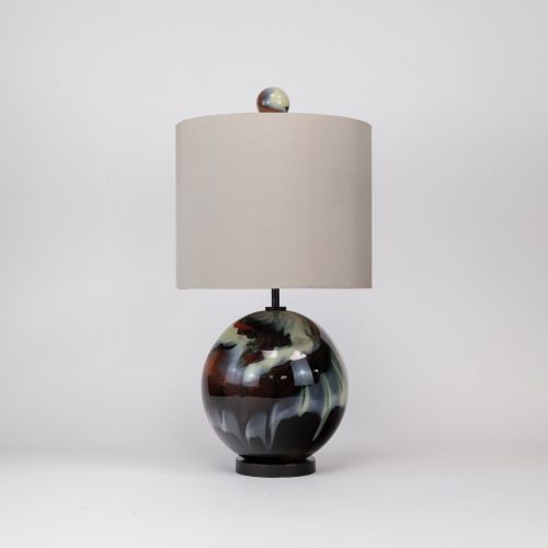 Single Unique Glass ‘Ball’ Lamp On Brown Bronze Base (T8417)