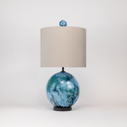 Single Unique Glass ‘Ball’ Lamp On Brown Bronze Base (T8418)