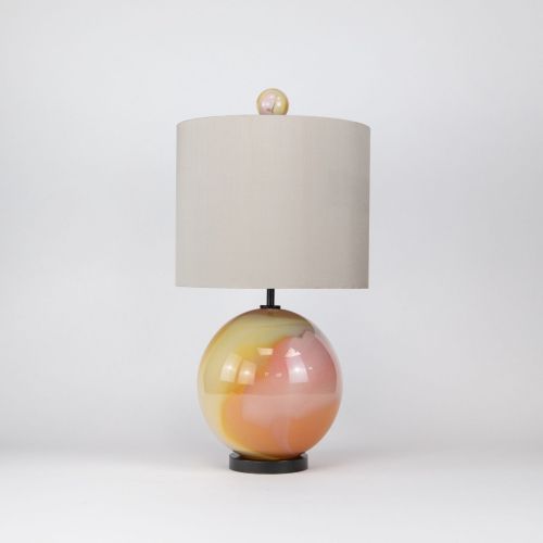 Single Unique Glass ‘Ball’ Lamp On Brown Bronze Base (T8419)