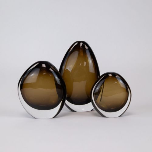 Set of Three Brown Coloured Hollie Vases (T8437)