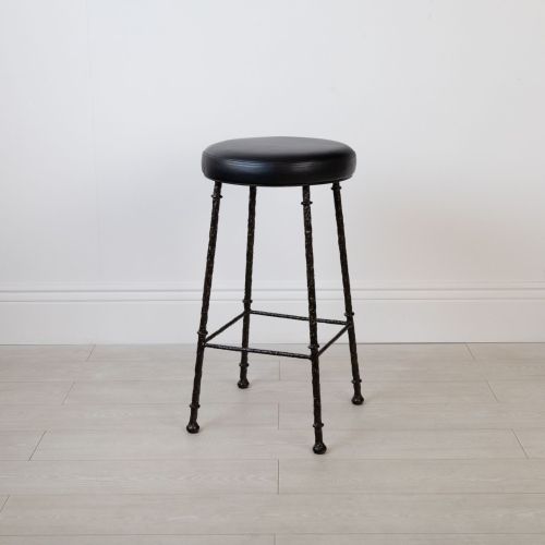 Wrought Iron Tapered Bar Stool In Brown Bronze Painted Finish With COM Cushion (T8453)
