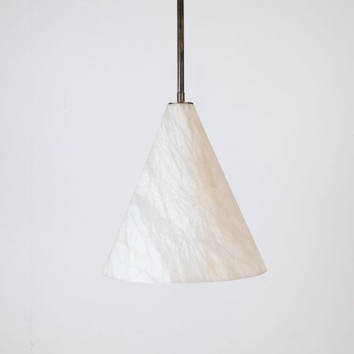 Small Alabaster Cone Light With Alabaster Ceiling Rose And Antique Brass Fittings (T8460)