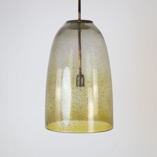 Single Unique Extra Large Glass Pendant Hanging Light With Antique Brass Metal Finish (T8464)