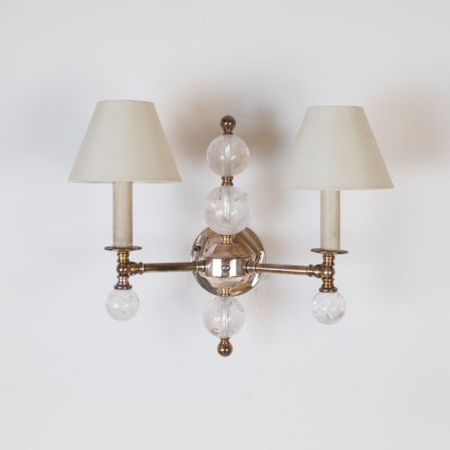 Pair Of Rock Crystal Ball Wall Lights With Nickel Plated Finish (T8468)