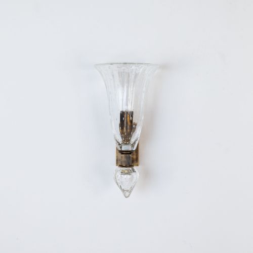 Small Clear Glass Flute Wall Light With Antique Brass Metal Finish (T8482)