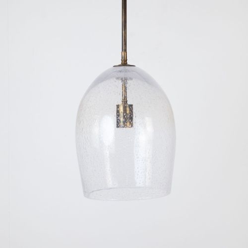 Large White Bubble Glass Pendant Hanging Light With Antique Brass Metal Finish (T8486)