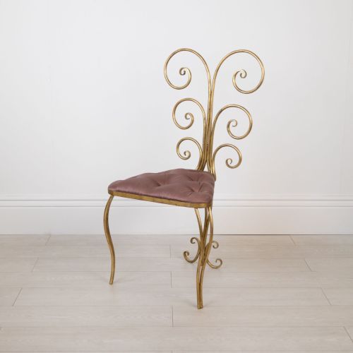 Wrought Iron 'Fountain' Chair In Distressed Gold Finish (T8493)