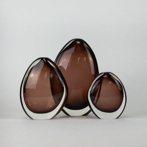 Set Of Three Tea Coloured Hollie Vases (T8514)