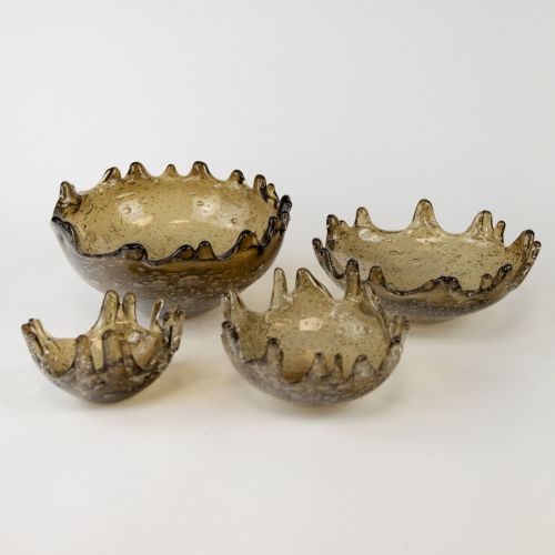 Set of Four Brown Glass Splash Bowls (T8539)