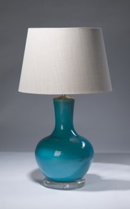 Single Medium Blue Ceramic Lamp On Perspex Base (T3131)