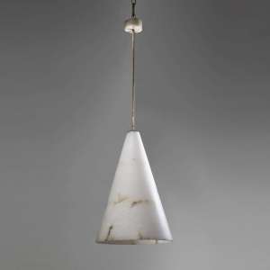 Massive Alabaster Cone Light With Alabaster Ceiling Rose And Antique Brass Fittings (T3837)