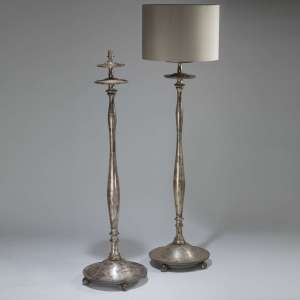 Pair of Tall Silver Gilt Wooden Standard Lamps (T4056)