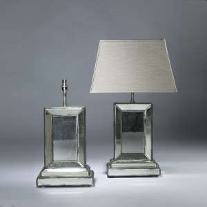 Pair Of Medium Silver Mirrored Glass Lamps (T4075)