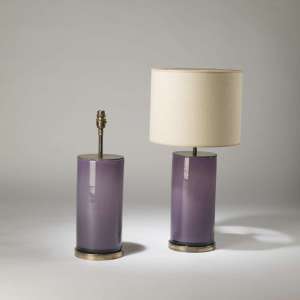 Pair Of Medium Purple Bubble Glass Lamps On Round Brass Bases (T4211)